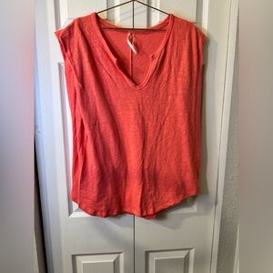 Anthropologie Coral V-Neck Sleeveless Tank
